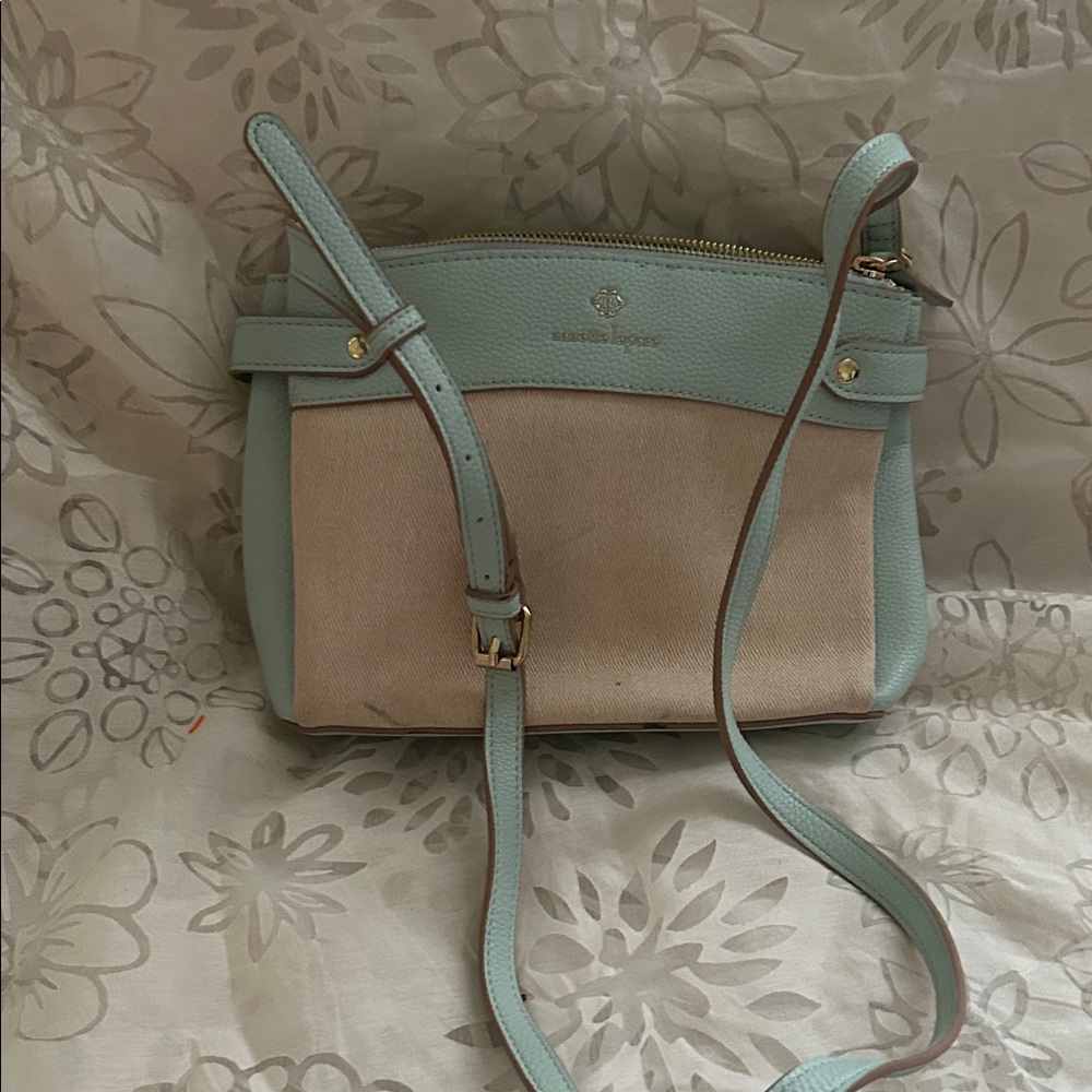 Nanette Lenore Mint and Beige Crossbody Bag.
